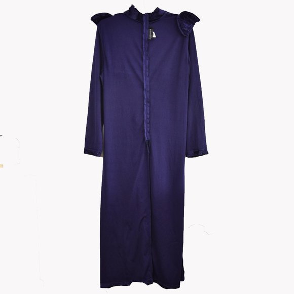 Vintage Connected Apparel Crushed Velour Dress Women 16 Purple Modest Keyhole - Picture 4 of 10